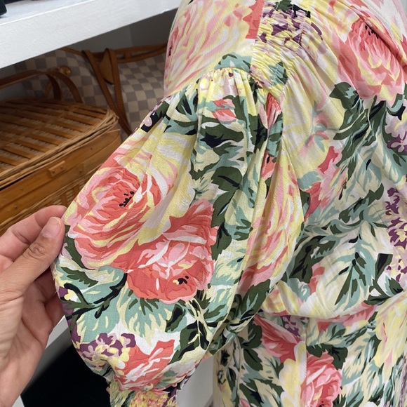 Faithfull The Brand Yellow Floral Marie Louise Dainty Midi Dress Size 6 - Picture 5 of 7